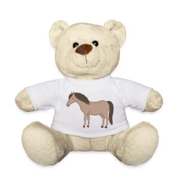 Beiges Pferd mit dunkler Mähne - Teddy - Weiß - Vorne