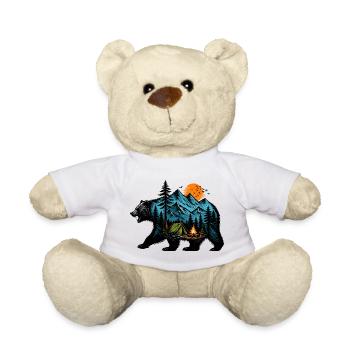 Night camping: mountain and fire - Teddy Bear - white - Front