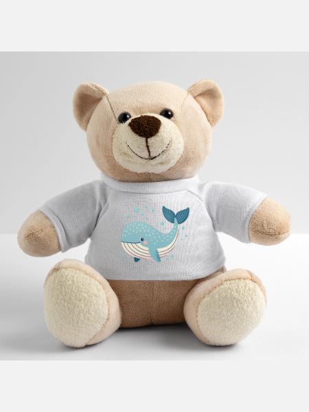 Blue Whale with Bubbles - Teddy Bear - white - Front