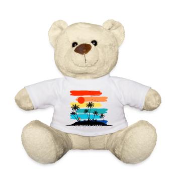  Summer Sunset Palm Trees Design Tropical  - Teddy Bear - white - Front