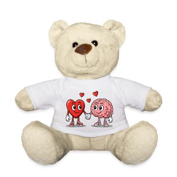 Herz und Gehirn Verbunden - Teddy - Weiß - Vorne