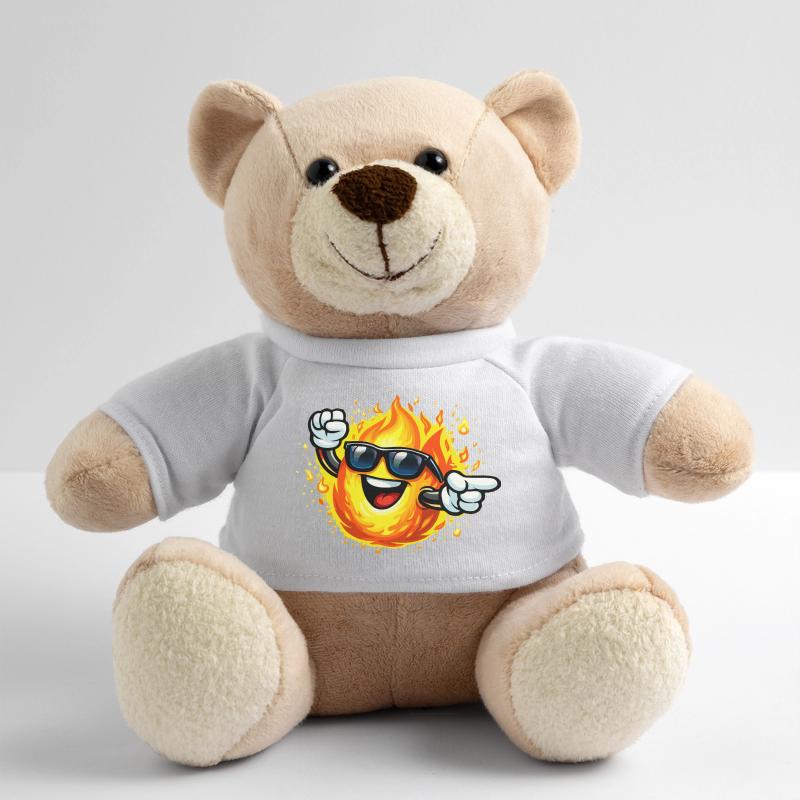 Fire Emoticon with Sunglasses Teddy Bear