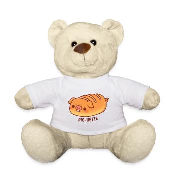 Cute Pig Baguette Bread Pig-uette Funny - Teddy Bear - white - Front