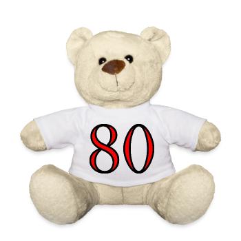 80. 80 YEARS. 80th ANNIVERSARY. 80 YEARS ANNIVERSARY. - Teddy Bear - white - Front