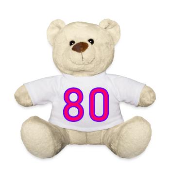 80. 80 YEARS. 80th ANNIVERSARY. 80 YEARS ANNIVERSARY. - Teddy Bear - white - Front