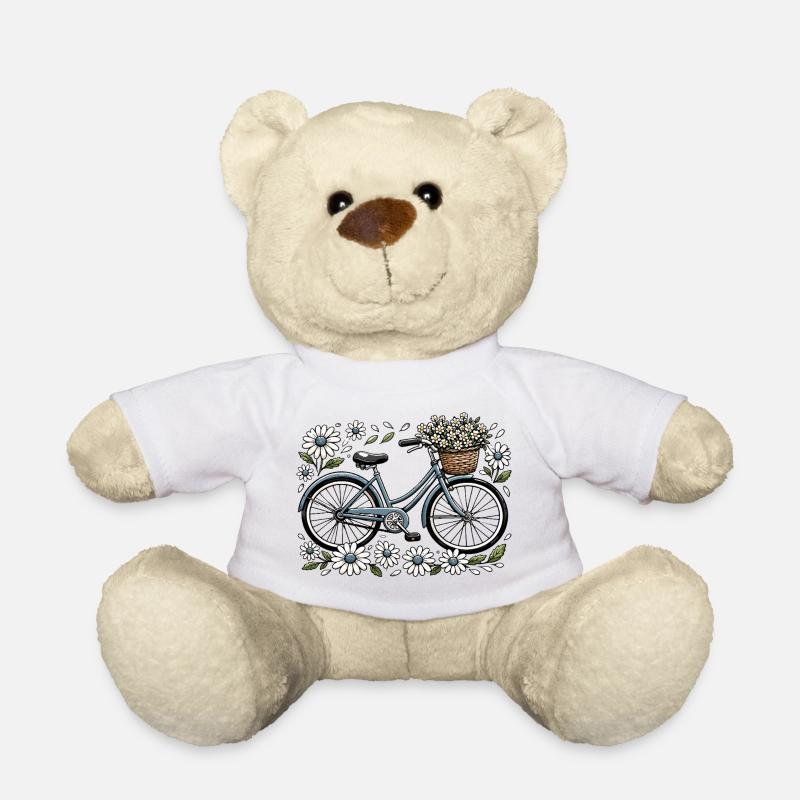 Vintage Fahrrad mit Blütenkorb - Teddy - Weiß