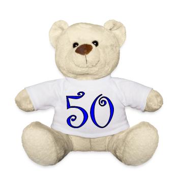 50. 50 ANS. 50e ANNIVERSAIRE. ANNIVERSAIRE 50 ANS. - Nounours - blanc - Devant