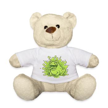 Cheerful Frog in Slime Splash - Teddy Bear - white - Front