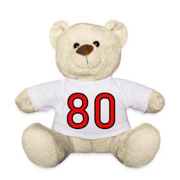 80. 80 YEARS. 80th ANNIVERSARY. 80 YEARS ANNIVERSARY. - Teddy Bear - white - Front