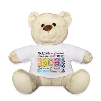 Buntes MOM Tribute Typo-Design Muttertag Geschenk - Teddy - Weiß - Vorne
