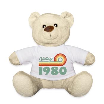 Vintage 1980's Birthday Mountain Retro 1980's - Teddy Bear - white - Front