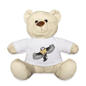 Bunter Vogel im Flug - Druckvorlage handgeschnitzt - Teddy - Weiß - Vorne