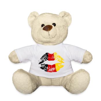 Kussmund Lippenstift Deutschland Farben Fanshirt - Teddy - Weiß - Vorne