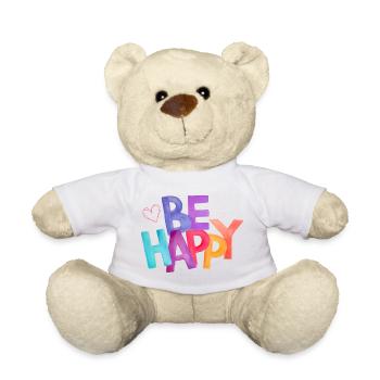 Be Happy Rainbow Watercolor Painting - Teddy Bear - white - Front