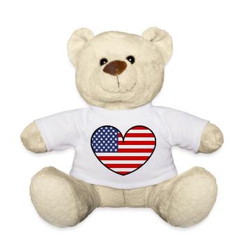 American Flag Heart - Teddy Bear - white - Front