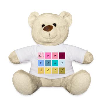 Love Yourself Schriftzug Pastell - Teddy - Weiß - Vorne