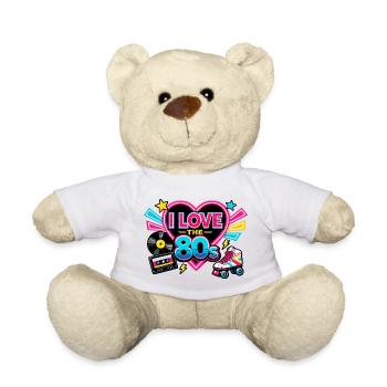 I Love the 80s Neon Heart - Teddy Bear - white - Front