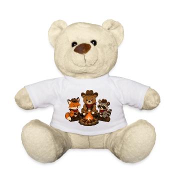 Camping Tiere am Lagerfeuer mit Marshmallows  - Teddy - Weiß - Vorne
