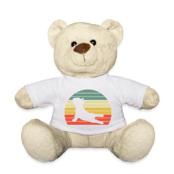 Sunset Dachshund Yoga Silhouette - Teddy Bear - white - Front