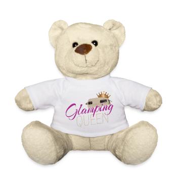 Glamping Queen Camping with Vintage Caravan - Teddy Bear - white - Front