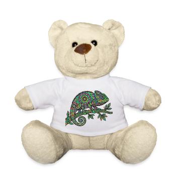 Mandala Chamäleon Bunt Psychedelisch - Teddy - Weiß - Vorne