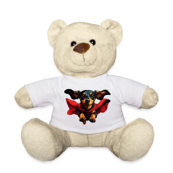 Super-héros teckel en cape - Nounours - blanc - Devant