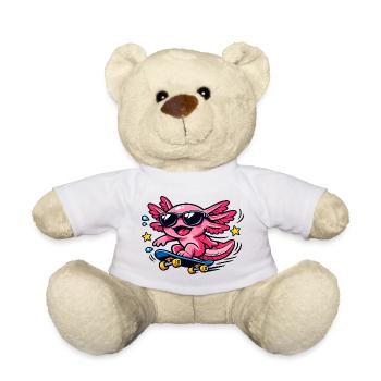 Pink Axolotl Skater with Sunglasses - Teddy Bear - white - Front
