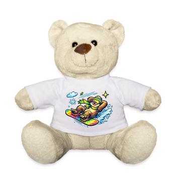 Snow Surfer Sloth - Teddy Bear - white - Front
