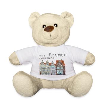 Bremer Markt Fassaden handgezeichnet - Teddy - Weiß - Vorne