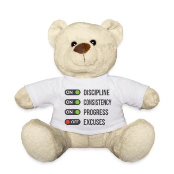 Discipline Consistency Progress Excuses OFF - Teddy - Weiß - Vorne