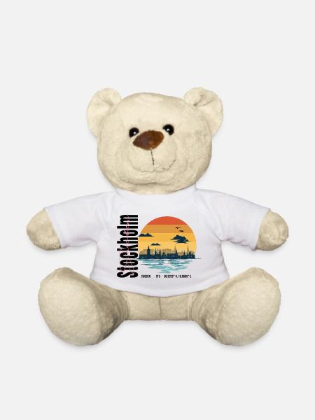 Stockholm Skyline Retro Sun - Teddy Bear - white