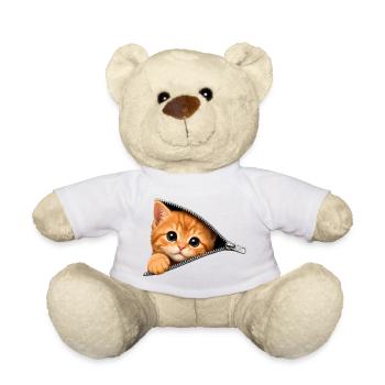 Chat chaton mignon à fermeture éclair - Nounours - blanc - Devant