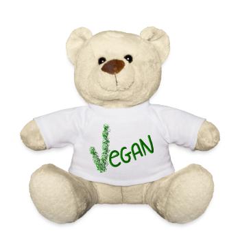 Vegan Statement in Green Brush - Teddy - Weiß - Vorne