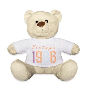 "Vintage 1986" Retro-Geburtstagsdesign - Teddy - Weiß - Vorne