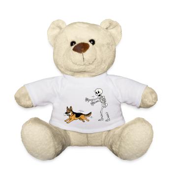 Halloween, Schäferhund, Skelett - Teddy - Weiß - Vorne