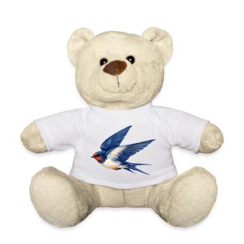 Water-coloured blue swallow - Teddy Bear - white - Front