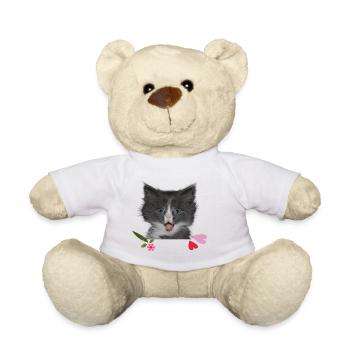 Kitten with hearts - Teddy Bear - white - Front
