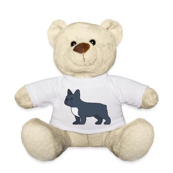 Blue French Bulldog Silhouette - Teddy Bear - white - Front