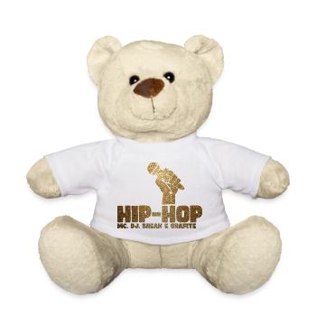 Poing micro de hip-hop pailletés dorés - Nounours - blanc - Devant