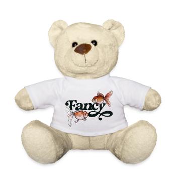Fancy Goldfish Script Print - Teddy Bear - white - Front