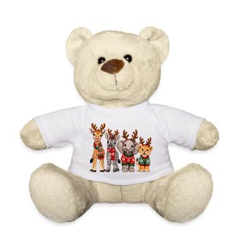 Safari Tiere mit Rentiergeweih zu Weihnachten - Teddy - Weiß - Vorne