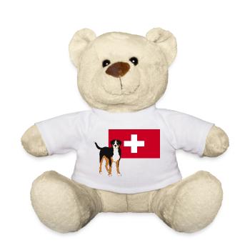 Großer Schweizer Sennenhund mit Fahne - Teddy - Weiß - Vorne