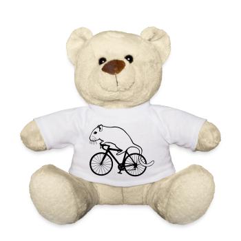 Rennmaus auf Rennrad - Teddy - Weiß - Vorne