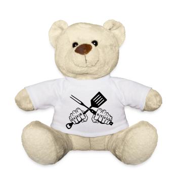 beer & steak - Teddy Bear - white - Front
