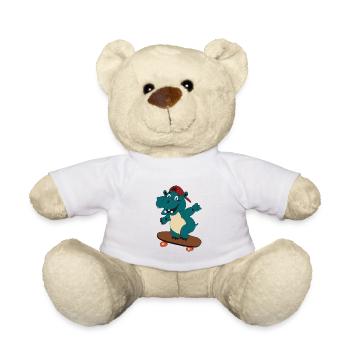 Kids skating Hippo - Teddy Bear - white - Front