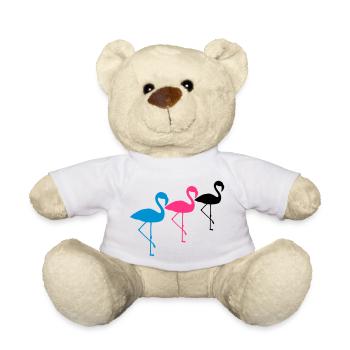 crew team 3 freunde silhouette umriss flamingo cli - Teddy - Weiß - Vorne
