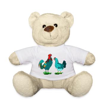 Illustration de poulets colorés pour les fans de la nature - Nounours - blanc - Devant