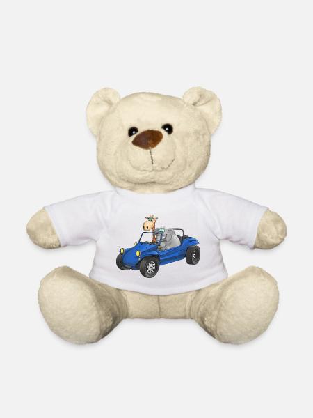 Éléphant et girafe en buggy - Nounours - blanc