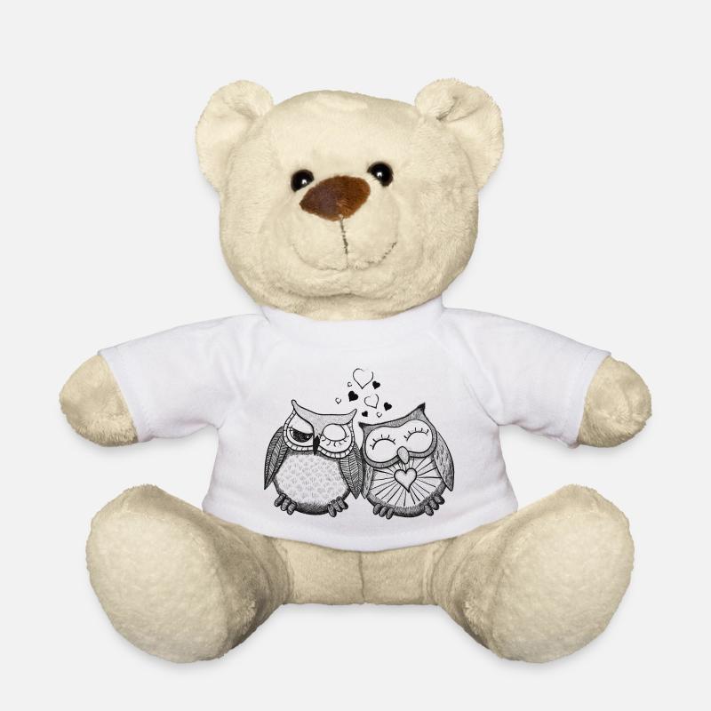 owls in love - Teddy Bear - white