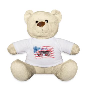 Old Vintage Car America Drapeau USA - Nounours - blanc - Devant